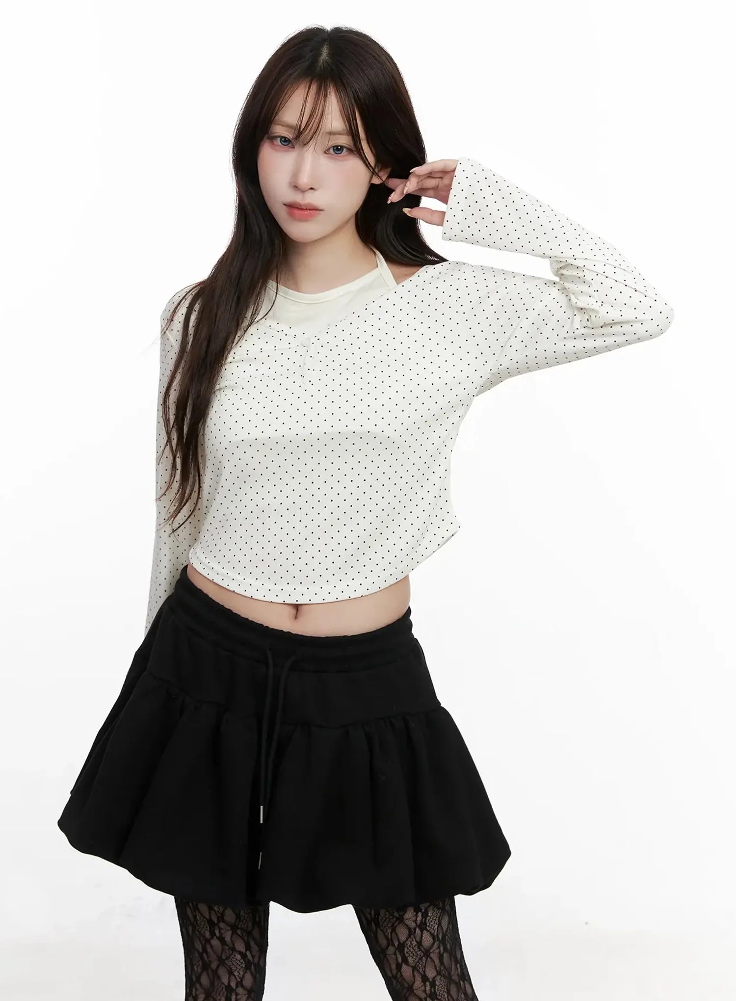 Polka Dot Layered Halter Top IN525