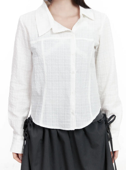 Asymmetric Plaid Long Sleeve Shirt CF523