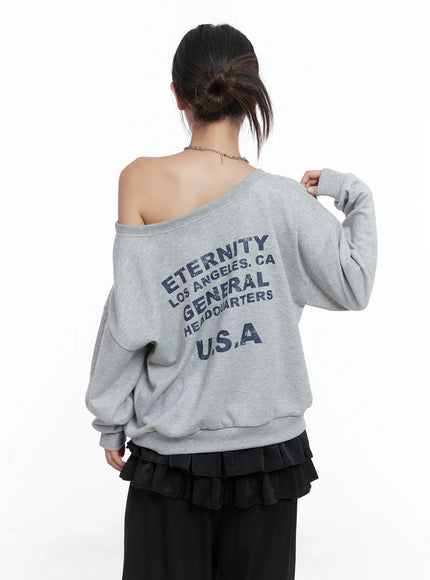 98 Graphic Off-Shoulder Sweatshirt CS502