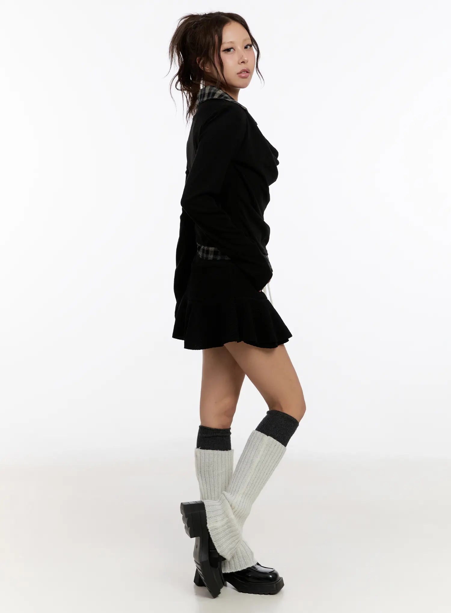 plaid-layered-long-sleeve-top-cn527