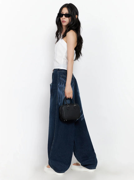 Sohee Angel Wing Print Wide-Leg Jeans IG508