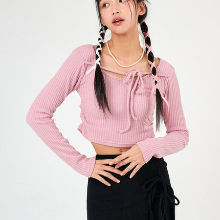 round-neck-drawstring-ribboned-crop-long-sleeve-ij302