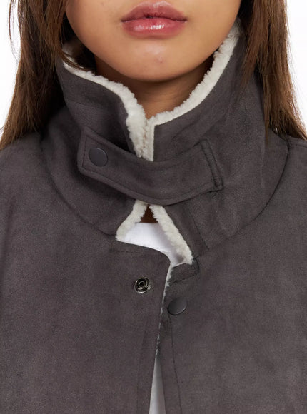 Oversized Suede Shearling Jacket IN528