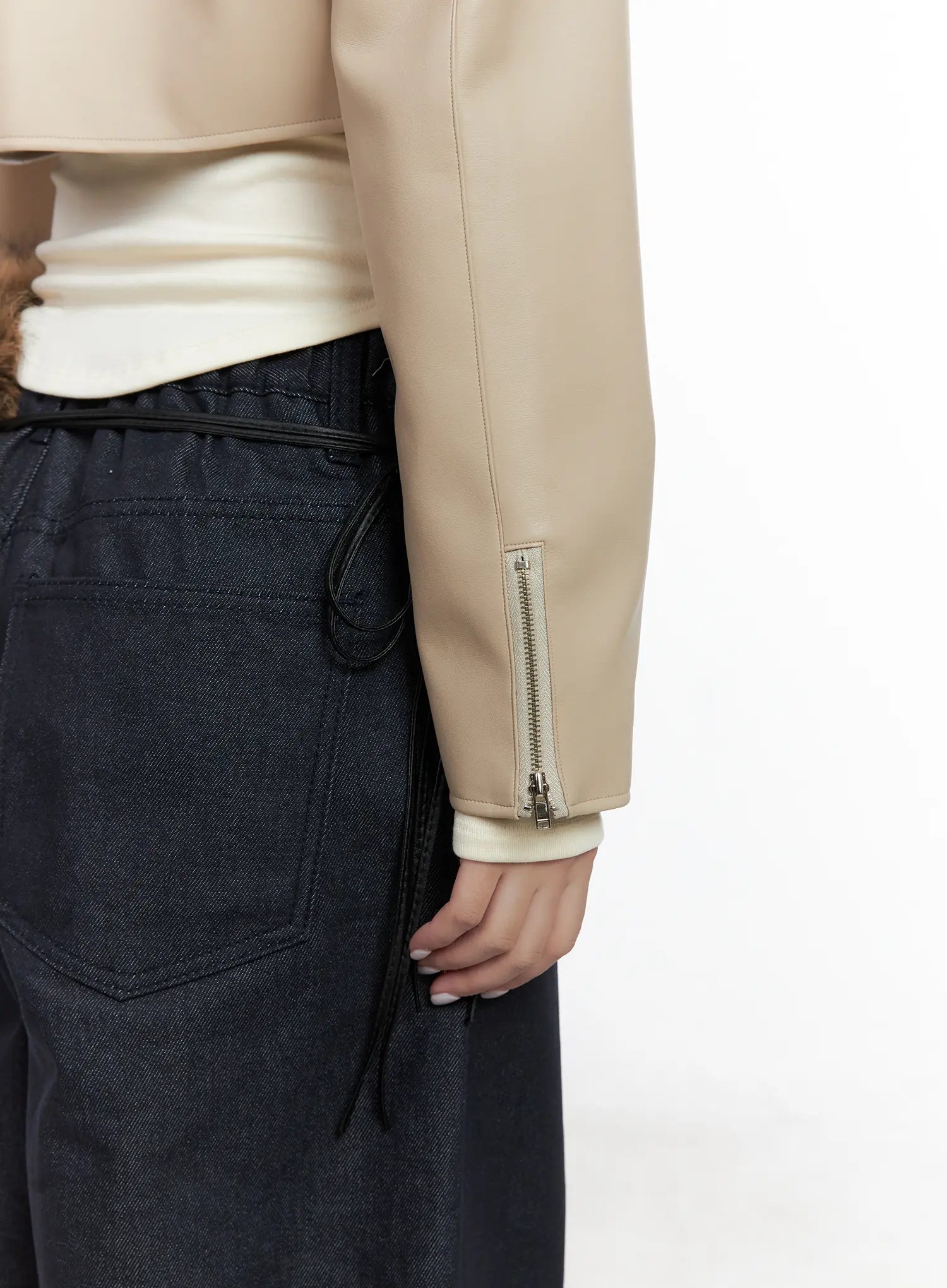 Cropped Faux Leather Jacket CN514