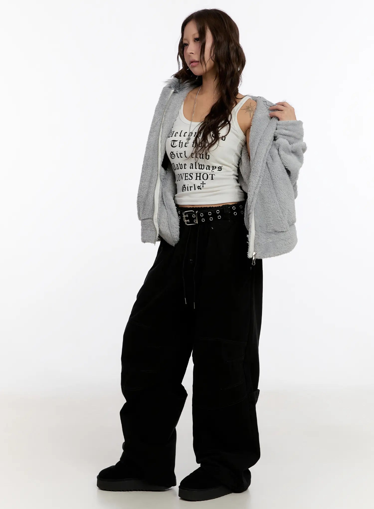 Faux Fur Fleece Zip-Up Hoodie CN527