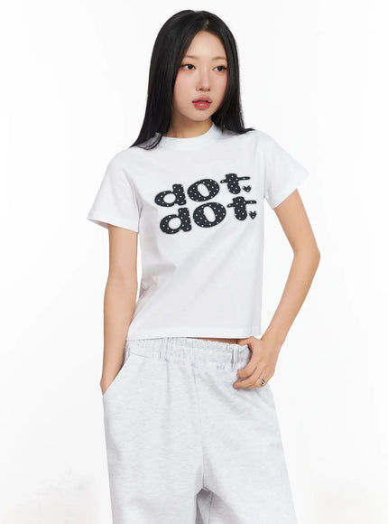 Polka Dot Graphic Crop Top IA507