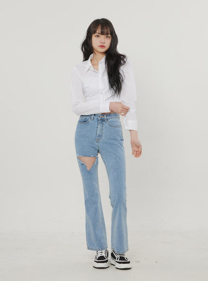 Ripped Bootcut Jeans BF306