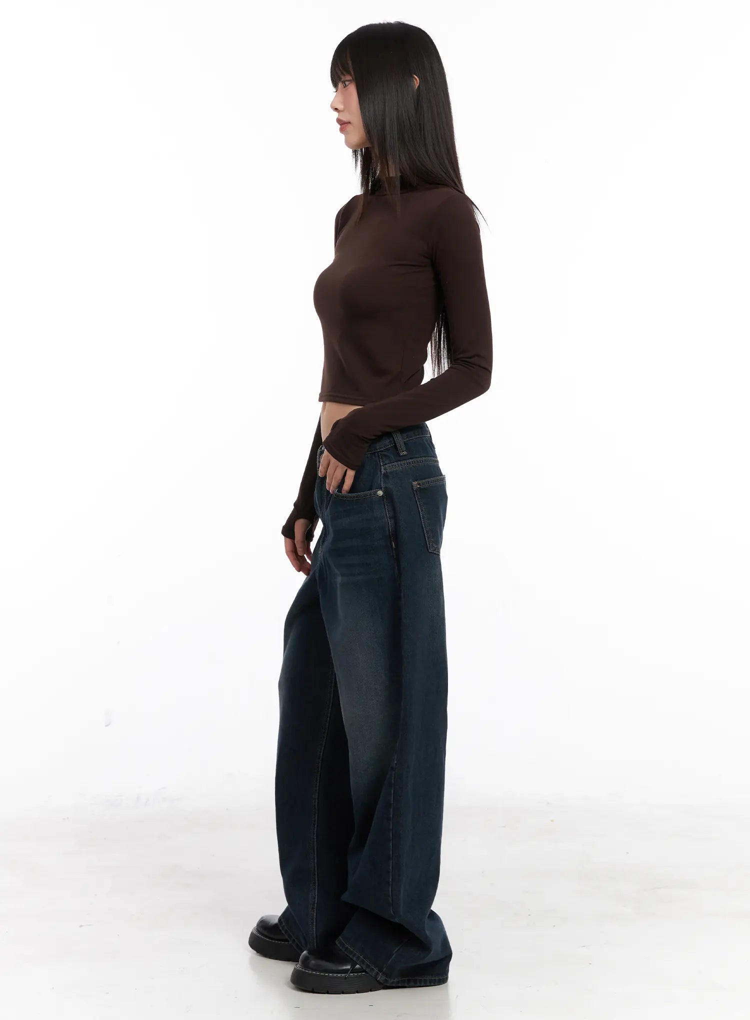 Kamryn Wide-Leg Fleece Lined Jeans CN520