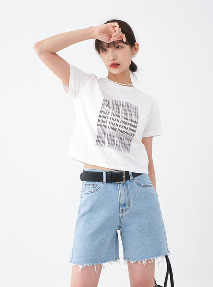 Raw Hem Long Denim Shorts CA29