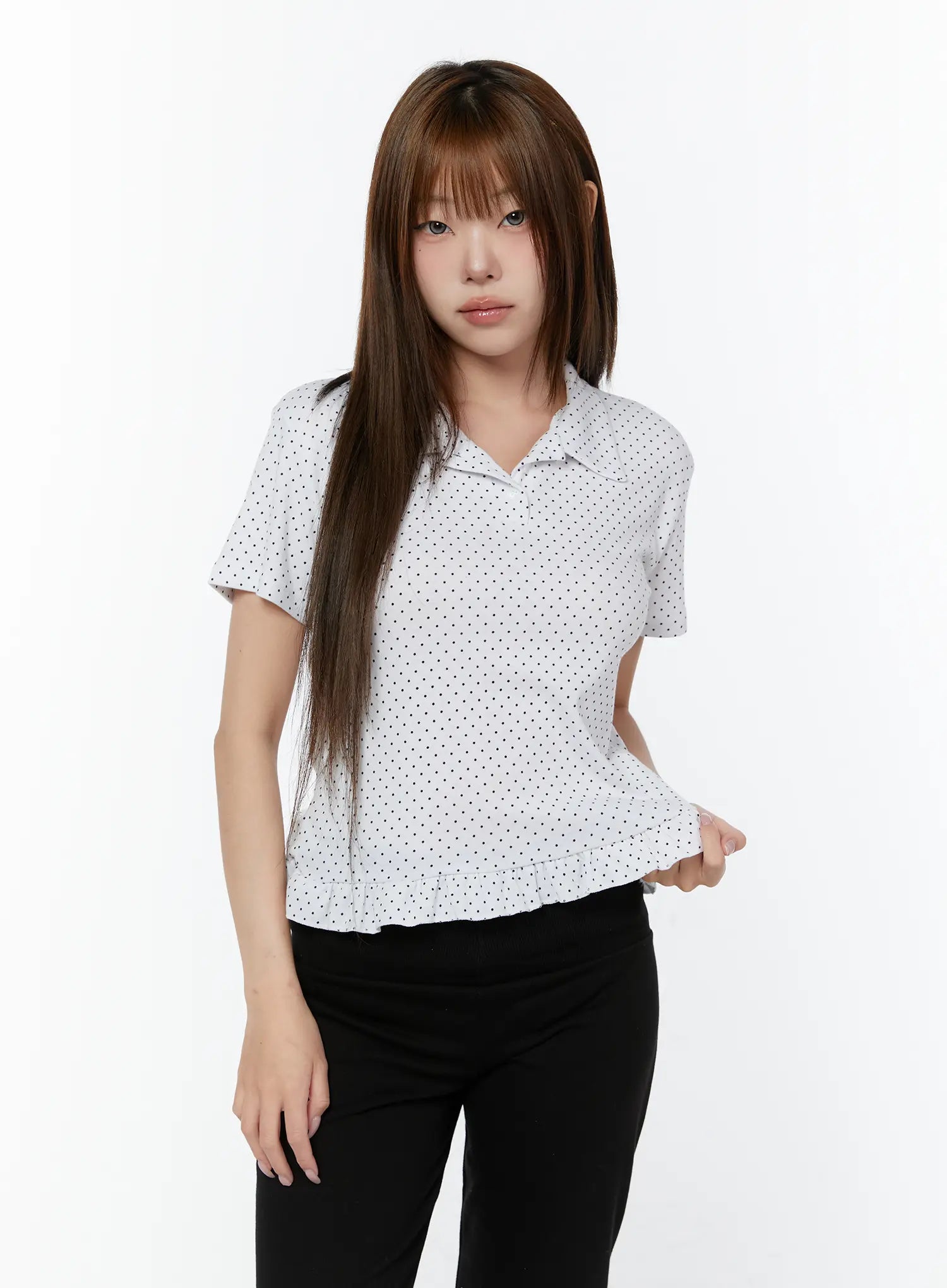 polka-dot-collar-frill-blouse-cy518