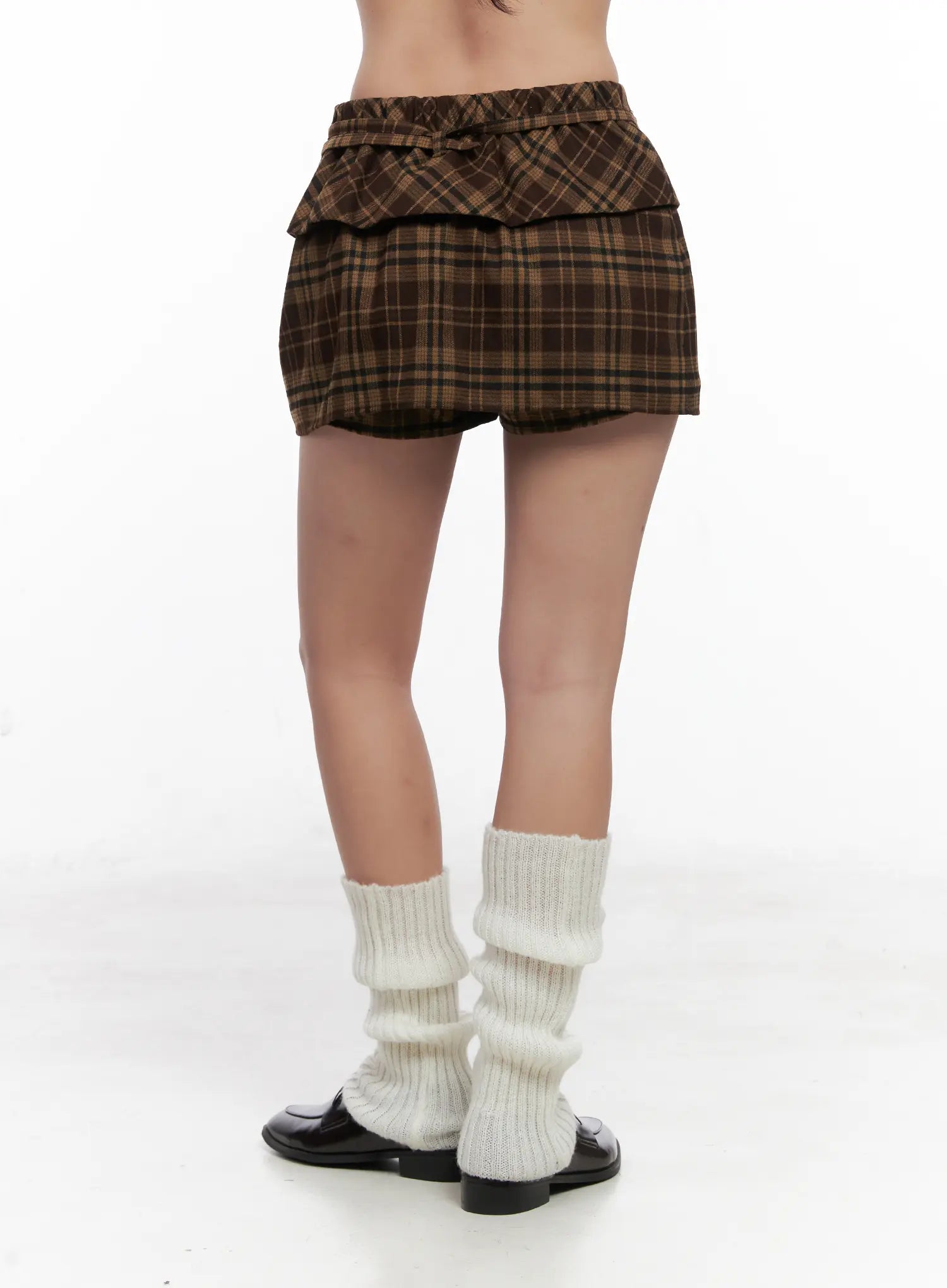 plaid-ring-belt-mini-skirt-cn514