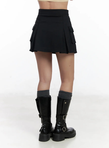 chic-pleated-cargo-mini-skirt-cf503