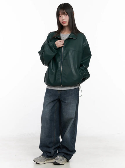 Oversized Faux-Leather Jacket CN511