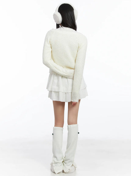 Pom-Pom Ribbon Tiered Mini Skirt CD526