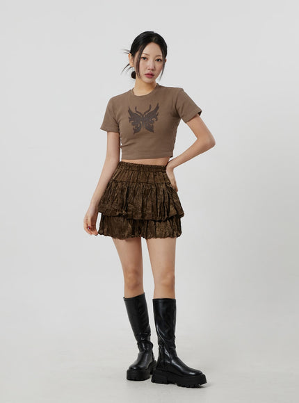 Layered Ruched Mini Skirt CF301