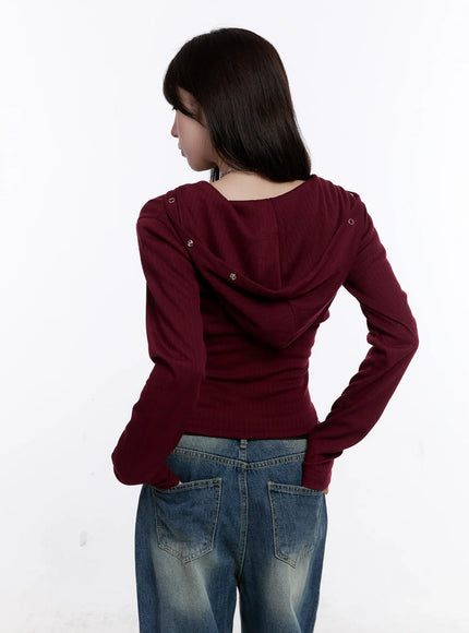 snap-button-long-sleeve-hooded-top-cs530