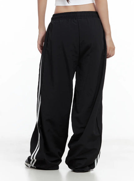 striped-wide-leg-nylon-track-pants-cl509