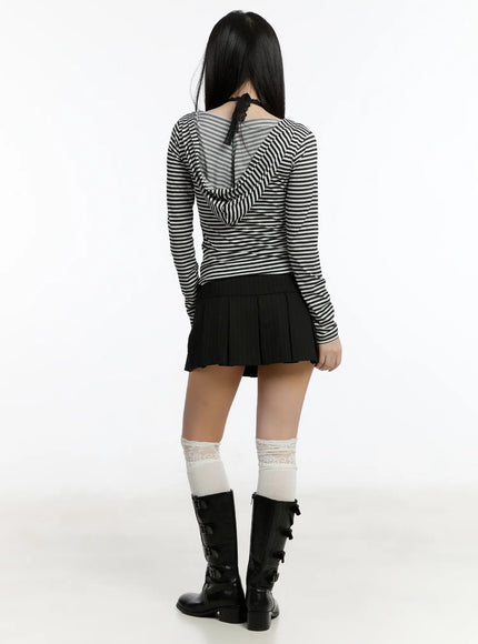 Striped Pleated Mini Skirt CM511