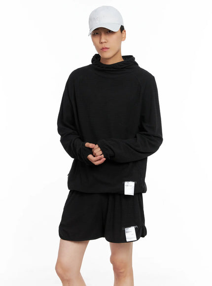 Men's Logo Detail Long Sleeve Hoodie IS502