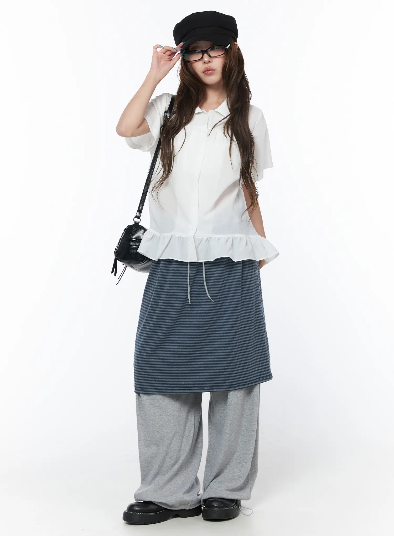ruffle-hem-short-sleeve-shirt-cy529