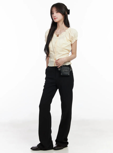 puff-sleeve-buttoned-blouse-with-back-tie-cm531