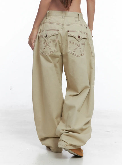 Summer Stitch Wide Cotton Pants CS503