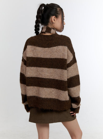 comfy-striped-v-neck-sweater-with-muffler-cn401