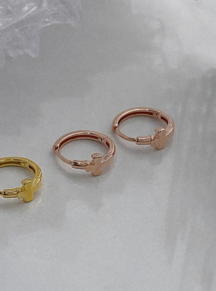 bishop-cross-snap-earrings-iu506 / rose gold