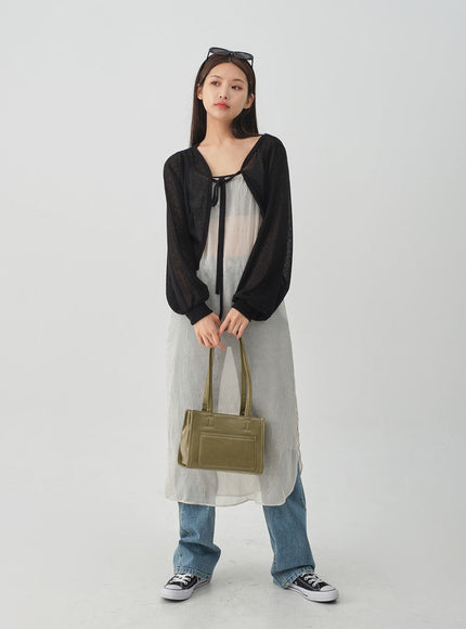 Wrinkle Sheer Cami Maxi Dress CJ08