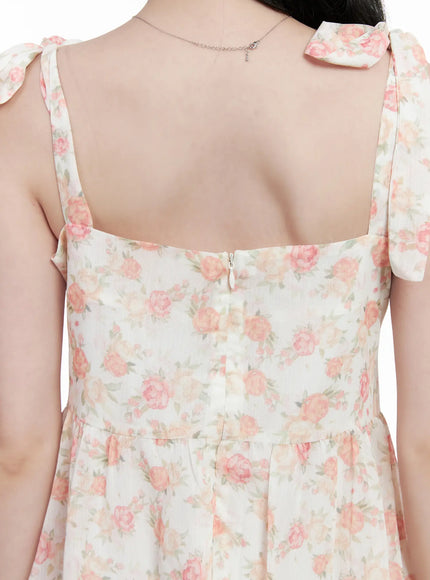 Chiffon Floral Tie Strap Mini Dress CA509