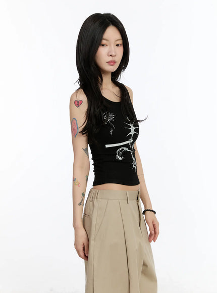 gothic-print-ribbed-tank-ca506