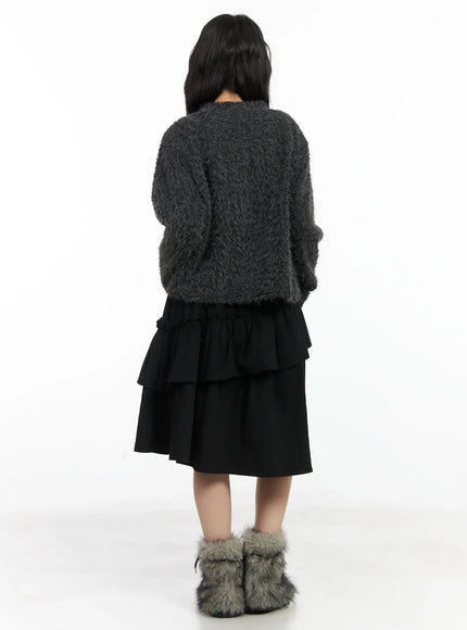 layered-ruffle-flare-midi-skirt-cd502