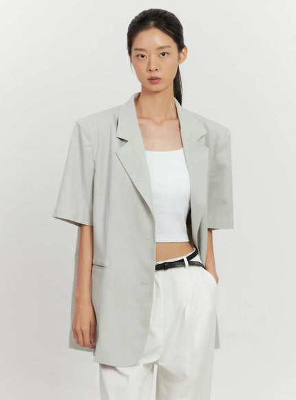 Short-Sleeve Blazer Jacket IL528