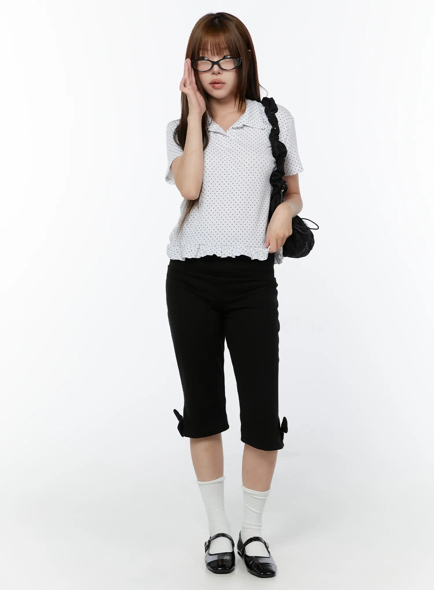 polka-dot-collar-frill-blouse-cy518