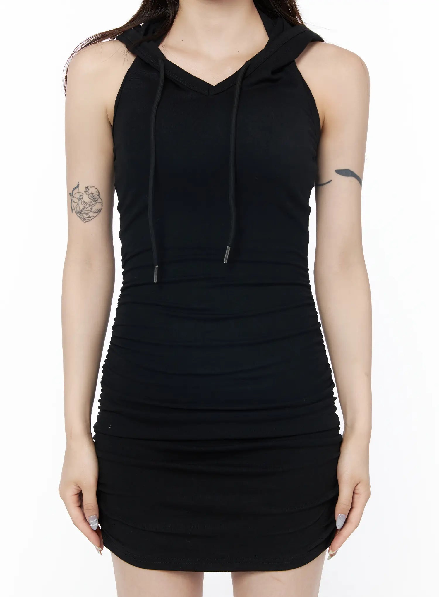 padded-hooded-ruched-bodycon-mini-dress-cu504