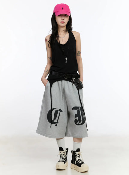 Gothic Lettering Oversized Shorts CA506