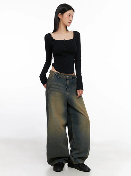 Long Sleeve Square Neck Top IS508