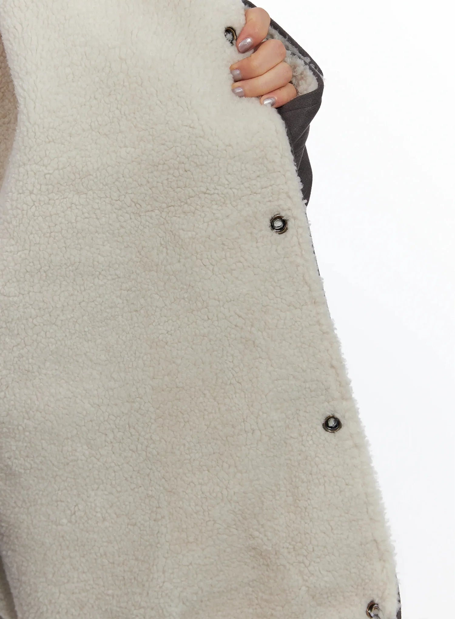 Oversized Suede Shearling Jacket IN528