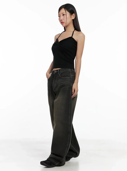 Halter Neck Cropped Tank Top IG527