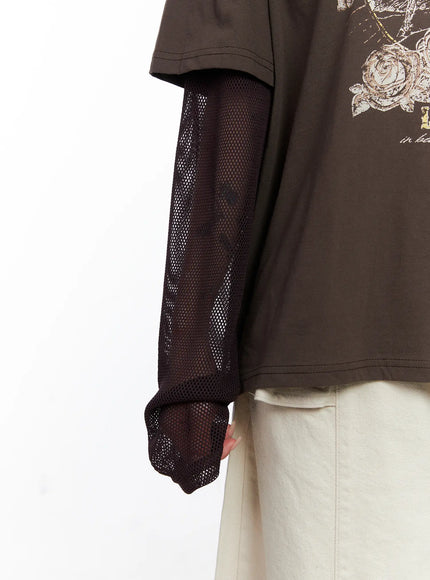 Vintage Graphic Layered Long Sleeve Top CS529