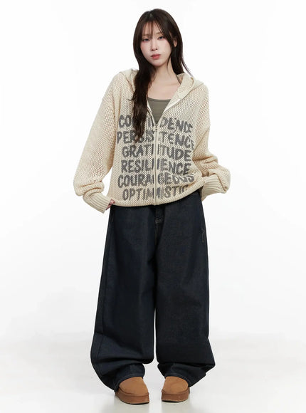 Casual Mesh Lettering Hoodie Jacket IN514