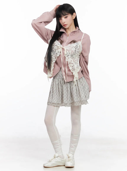 plaid-ruffle-mini-skirt-cf518