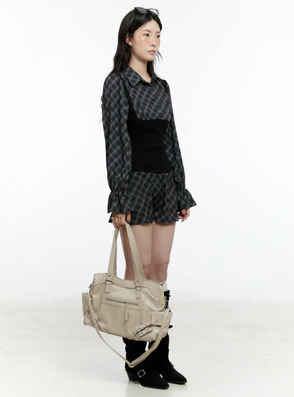 plaid-long-sleeve-mini-dress-cn517