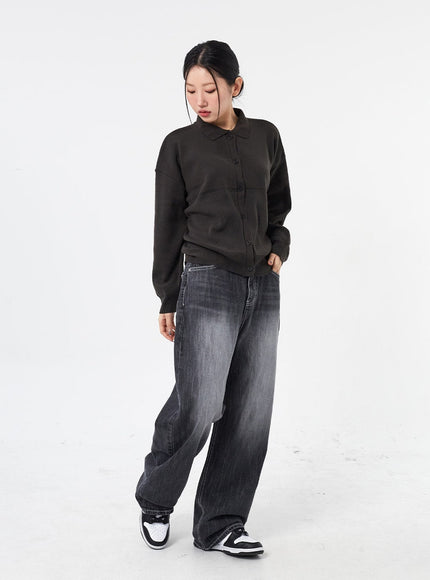 Wide Leg Black Jeans CM315