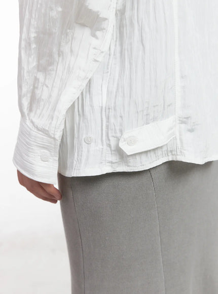 White Button-Up Long Sleeve Shirt CL518