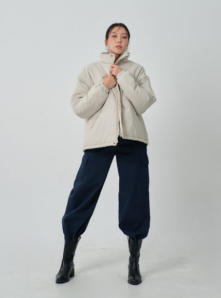 Oversized Zip-Up Puffer Jacket IJ320