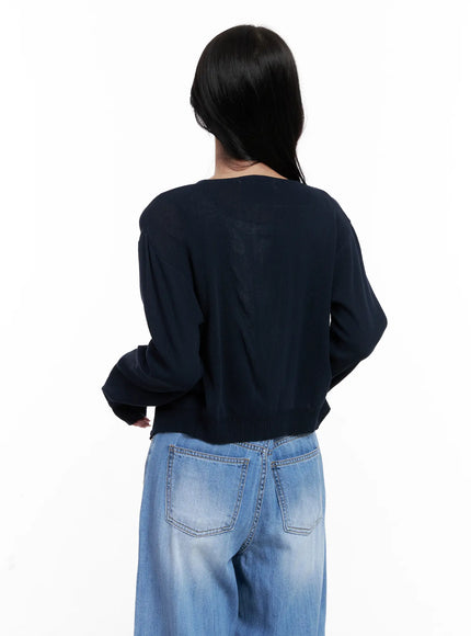 Round-Neck Mesh Knit Cardigan CL516