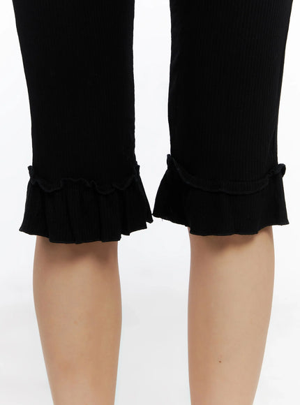 Frill Ribbed Crop Leggings IO516