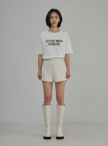 Tweed High Waist Shorts OJ304