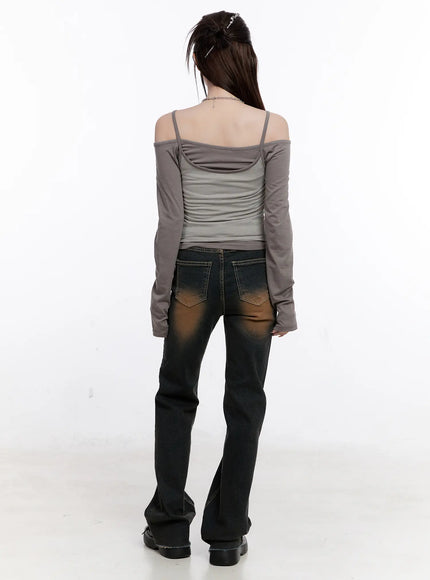 Dalia Vintage Washed Flare Jeans CO501